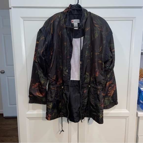 Vintage LAVON Full Zip Jacket Sz MED Black Floral 80s Vibe - Picture 4 of 10